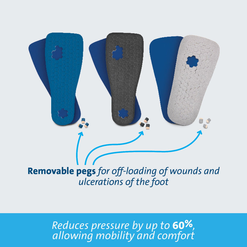 Peg Assist™ Insole Removable Peg EVA / Foam / Poron Cover Male 8-1/2 to 10 Blue (683937_EA) 1/EA