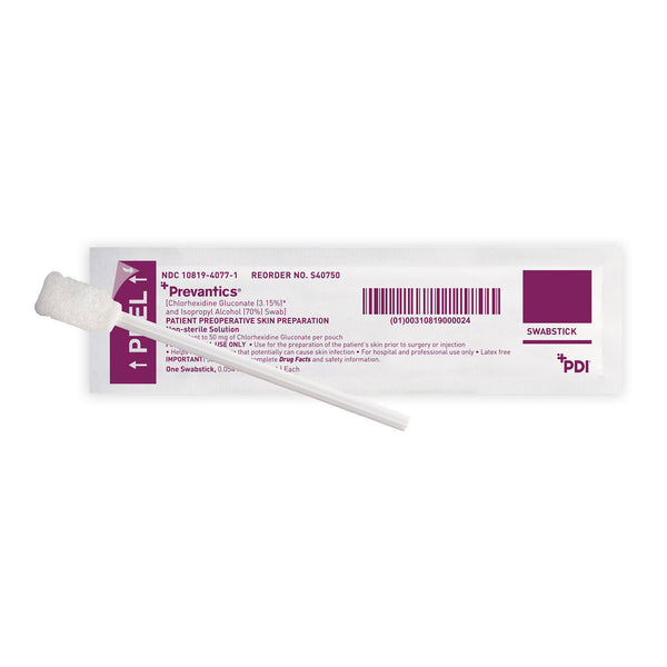Prevantics® Impregnated Swabstick 3.15% / 70% Strength CHG (Chlorhexidine Gluconate) / Isopropyl Alcohol Individual Packet NonSterile (532825_EA) 1/EA