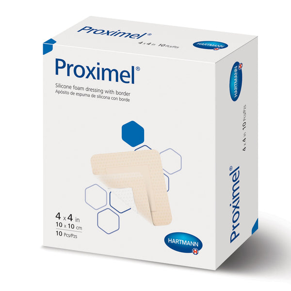 Proximel® Foam Dressing 4 X 4 Inch With Border Waterproof Film Backing Silicone Adhesive Square Sterile (1242744_EA) 1/EA