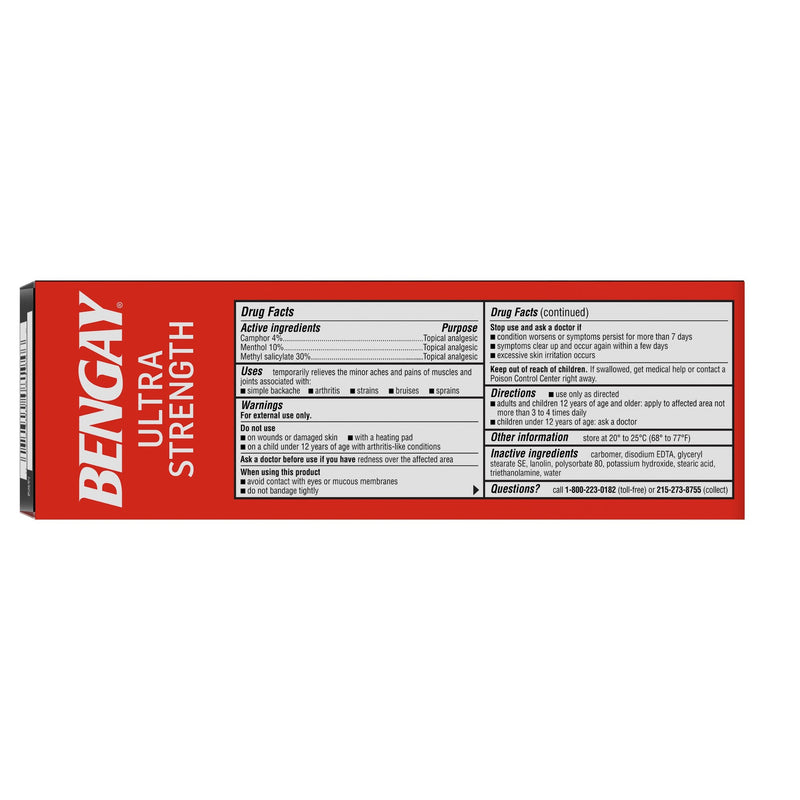 Bengay® Ultra Strength Topical Pain Relief 30% - 10% - 4% Strength Camphor / Menthol / Methyl Salicylate Cream 4 oz. (861389_EA) 1/EA