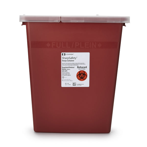 SharpSafety™ Sharps Container Red Base 17-1/2 H X 15-1/2 W X 11 D Inch Vertical Entry 8 Gallon (150719_CS) 10/CS