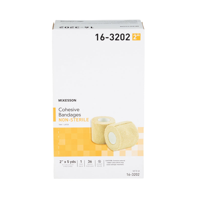 McKesson Cohesive Bandage 2 Inch X 5 Yard Self-adherent Closure Tan NonSterile Standard Compression (464152_CS) 36/CS