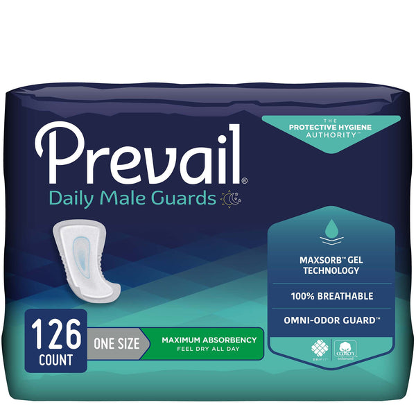 Prevail® Daily Male Guards Bladder Control Pad 12-1/2 Inch Length Heavy Absorbency Polymer Core One Size Fits Most (537655_CS) 126/CS