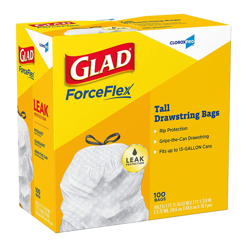 CloroxPro® Glad® ForceFlex Tall Kitchen Trash Bag 13 gal. Gray LLDPE 0.95 mil 24 X 28 Inch Flat Pack (741364_CS) 100/CS