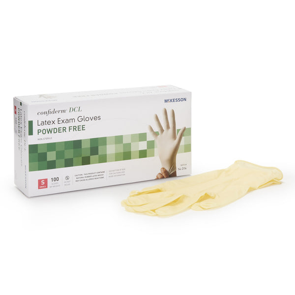 McKesson Confiderm® Exam Glove Small NonSterile Latex Standard Cuff Length Smooth Ivory Not Rated (354435_BX) 100/BX