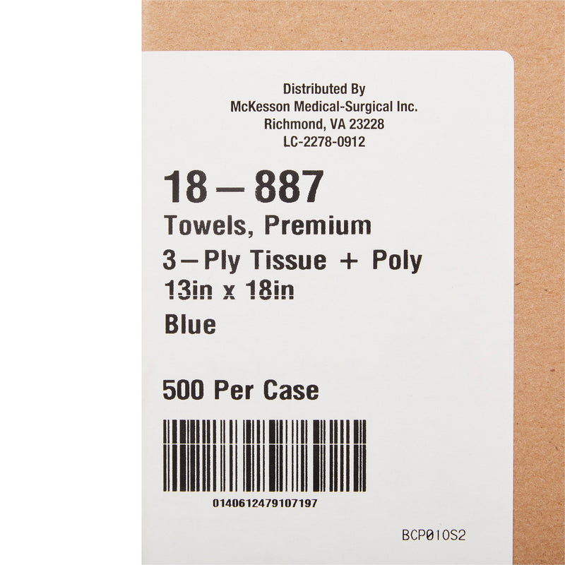 McKesson Procedure Towel 13 W X 18 L Inch Blue NonSterile (164757_CS) 500/CS