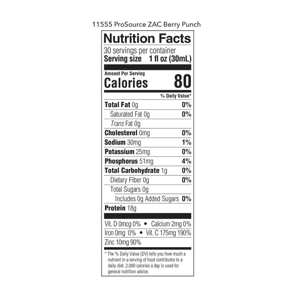 ProSource ZAC™ Oral Supplement Berry Punch Flavor Liquid 32 oz. Bottle (706924_EA) 1/EA