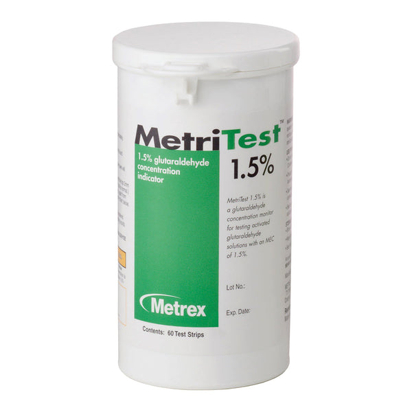MetriTest™ 1.5% Glutaraldehyde Concentration Indicator Pad 60 Test Strips Bottle Single Use (459973_BT) 60/BT
