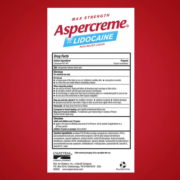 Aspercreme® Topical Pain Relief 4% Strength Lidocaine Liquid (1230691_EA) 1/EA