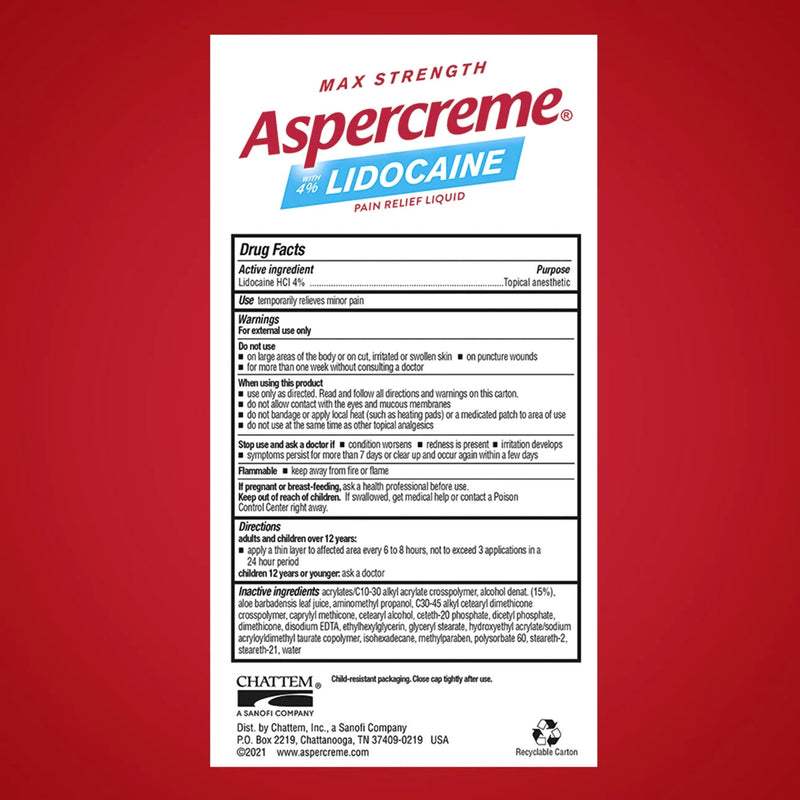 Aspercreme® Topical Pain Relief 4% Strength Lidocaine Liquid (1230691_EA) 1/EA