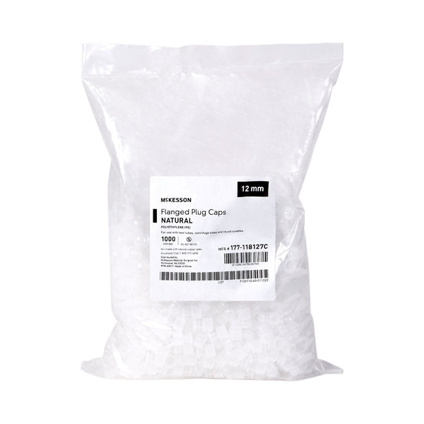 McKesson Tube Closure Polyethylene Flanged Plug Cap Natural 12 mm 12 mm Test Tubes, Centrifuge Tubes, Round Cuvettes NonSterile (1082110_BG) 1000/BG