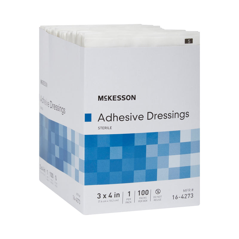 McKesson Non-Adherent Dressing with Adhesive 3 X 4 Inch Sterile 1 per Pack (1086175_CS) 1200/CS