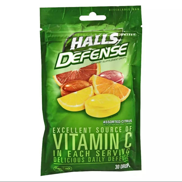 Halls® Defense Vitamin C Supplement Ascorbic Acid 60 mg Strength Lozenge 30 per Bag Citrus Flavor (529174_BG) 1/BG