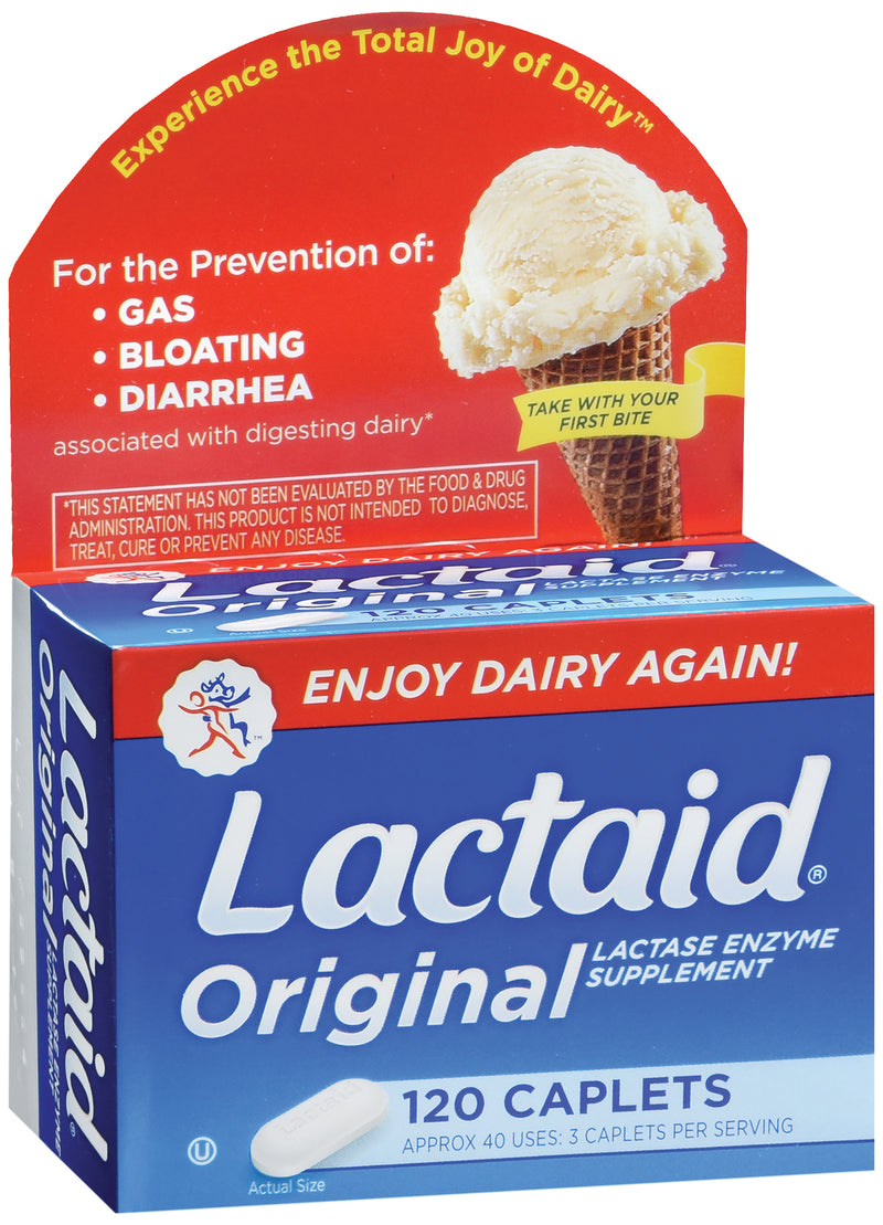 Lactaid® Original Dietary Supplement Lactase Enzyme 3,300 IU Strength Tablet 120 per Box Unflavored (696219_BT) 1/BT