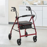 McKesson 4 Wheel Rollator Red Adjustable Height / Folding Aluminum Frame (1065263_EA) 1/EA