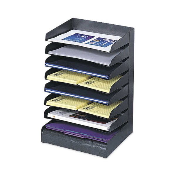 Safco® Steel Horizontal-Tray Desktop Sorter, 8 Sections, Letter Size Files, 12" x 9.5" x 17.75", Black, Ships in 1-3 Business Days (SAF3129BL) Each