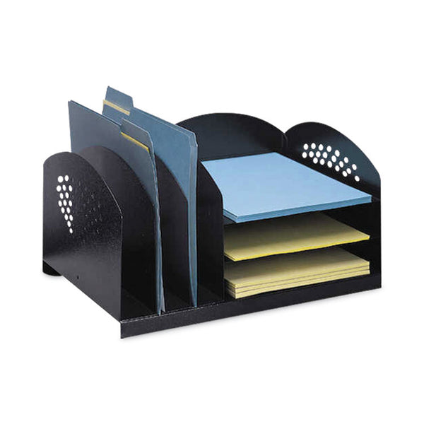 Safco® Steel Combo Desktop Sorter w/3 Horizontal and 3 Vertical Sections, Letter, 16.25x11.25x8.25, Black,Ships in 1-3 Business Days (SAF3167BL) Each
