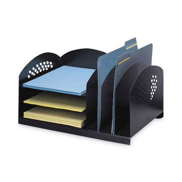 Safco® Steel Combo Desktop Sorter w/3 Horizontal and 3 Vertical Sections, Letter, 16.25x11.25x8.25, Black,Ships in 1-3 Business Days (SAF3167BL) Each