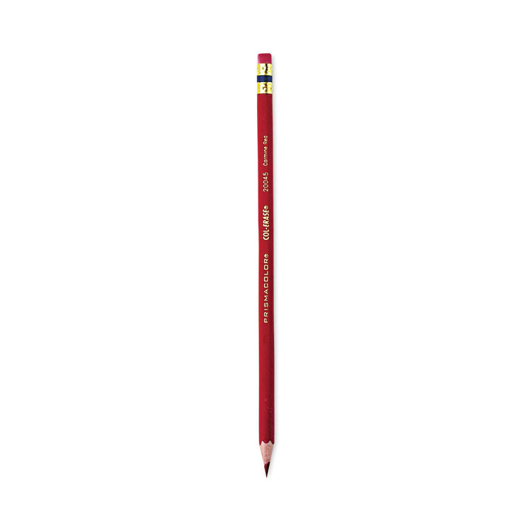 Prismacolor® Col-Erase Pencil with Eraser, 0.7 mm, 2B, Carmine Red Lead, Carmine Red Barrel, Dozen (SAN20045) Dozen