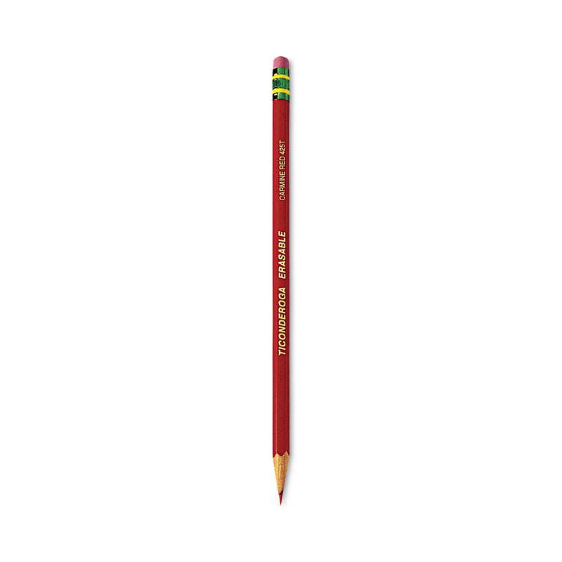 Erasable Colored Pencils, 2.6 mm, 2B, Carmine Red Lead, Carmine Red Barrel, 12/Pack (DIX142590002) Pack of 12