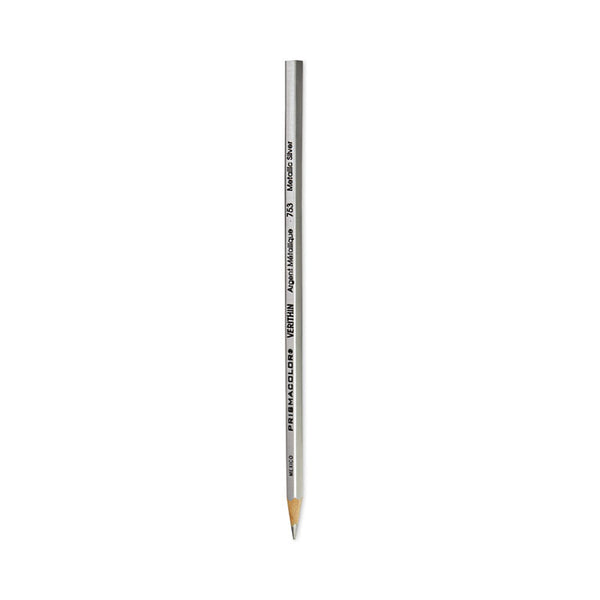 Prismacolor® Verithin Smear-Proof Colored Pencils, 2 mm, Metallic Silver Lead, Metallic Silver Barrel, Dozen (SAN02460)