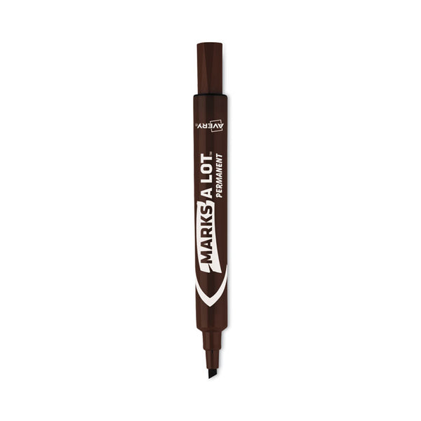 Avery® MARKS A LOT Large Desk-Style Permanent Marker, Broad Chisel Tip, Brown, Dozen (8881) (AVE08881)