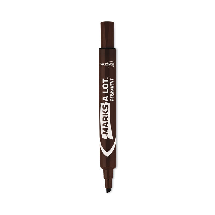 Avery® MARKS A LOT Large Desk-Style Permanent Marker, Broad Chisel Tip, Brown, Dozen (8881) (AVE08881) Box of 12
