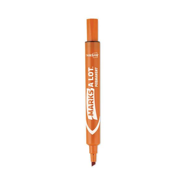 Avery® MARKS A LOT Large Desk-Style Permanent Marker, Broad Chisel Tip, Orange, Dozen (8883) (AVE08883)