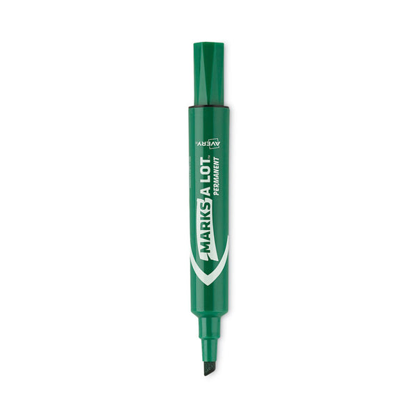 Avery® MARKS A LOT Large Desk-Style Permanent Marker, Broad Chisel Tip, Green, Dozen (8885) (AVE08885)