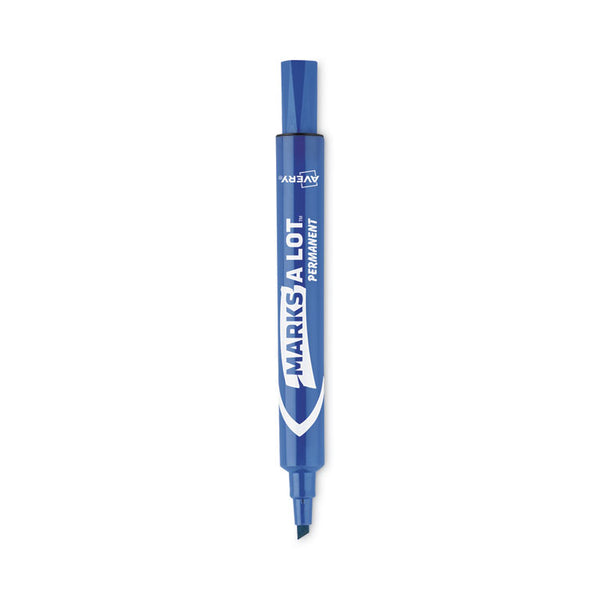 Avery® MARKS A LOT Large Desk-Style Permanent Marker, Broad Chisel Tip, Blue, Dozen (8886) (AVE08886)