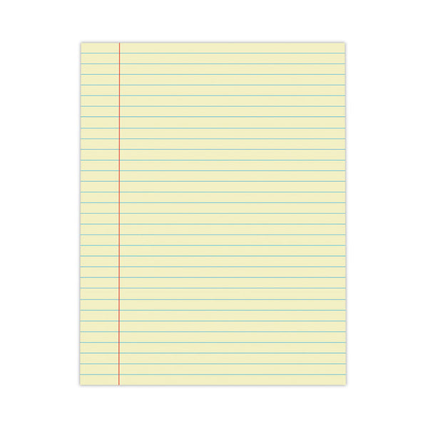Universal® Glue Top Pads, Wide/Legal Rule, 50 Canary-Yellow 8.5 x 11 Sheets, Dozen (UNV22000)