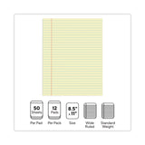 Universal® Glue Top Pads, Wide/Legal Rule, 50 Canary-Yellow 8.5 x 11 Sheets, Dozen (UNV22000)