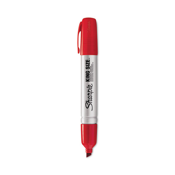 Sharpie® King Size Permanent Marker, Broad Chisel Tip, Red, Dozen (SAN15002)