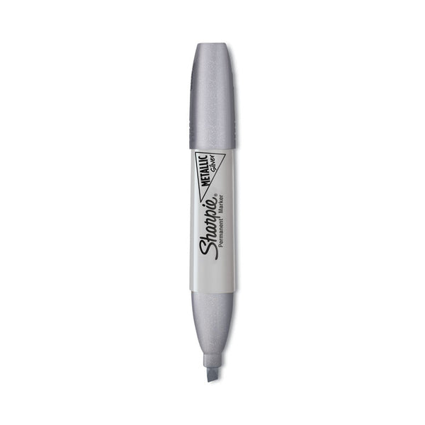 Sharpie® Metallic Chisel Tip Permanent Marker, Medium Chisel Tip, Silver, Dozen (SAN2089638)