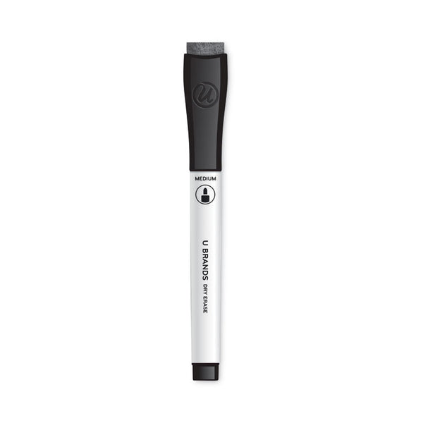 U Brands Chisel Tip Low-Odor Dry-Erase Markers with Erasers, Broad Chisel Tip, Black, Dozen (UBR2925U0112)