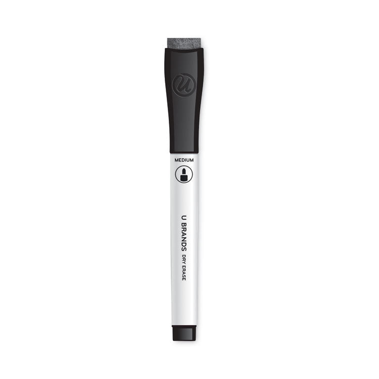 U Brands Chisel Tip Low-Odor Dry-Erase Markers with Erasers, Broad Chisel Tip, Black, Dozen (UBR2925U0112) 1 Dozen
