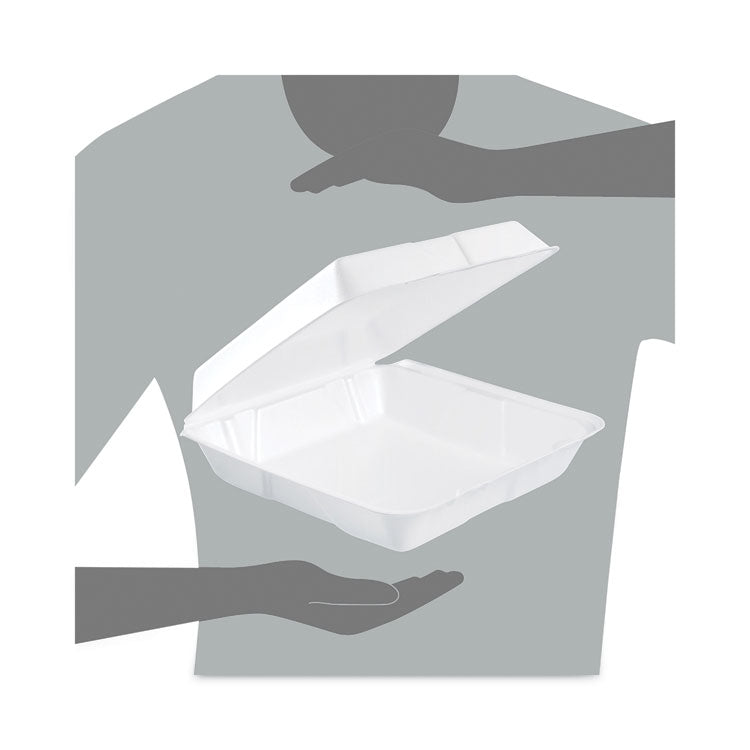 Dart® Insulated Foam Hinged Lid Containers, 1-Compartment, 9.3 x 9.5 x 3, White, 200/Pack, 2 Packs/Carton (DCC95HT1) Case of 200