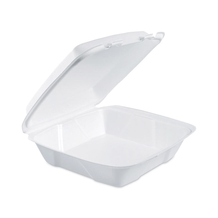 Dart® Insulated Foam Hinged Lid Containers, 1-Compartment, 9 x 9.4 x 3, White, 200/Pack, 2 Packs/Carton (DCC90HT1) 2 Packs of 100 containers