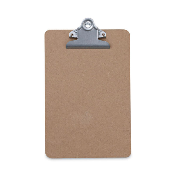 Universal® Hardboard Clipboard, 0.75" Clip Capacity, Holds 5 x 8 Sheets, Brown (UNV05610)