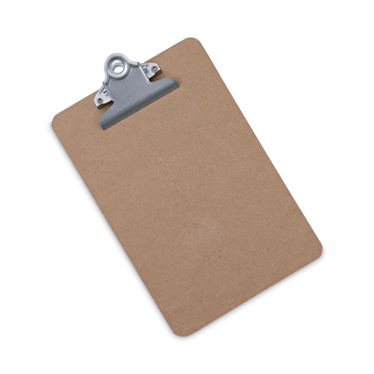 Universal® Hardboard Clipboard, 0.75" Clip Capacity, Holds 5 x 8 Sheets, Brown (UNV05610) Each