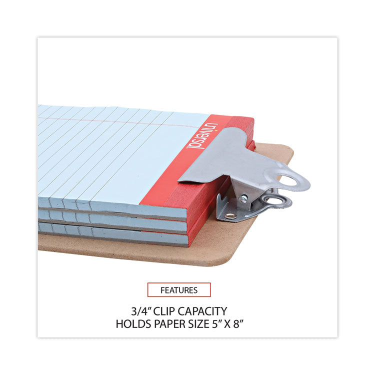 Universal® Hardboard Clipboard, 0.75" Clip Capacity, Holds 5 x 8 Sheets, Brown (UNV05610) Each