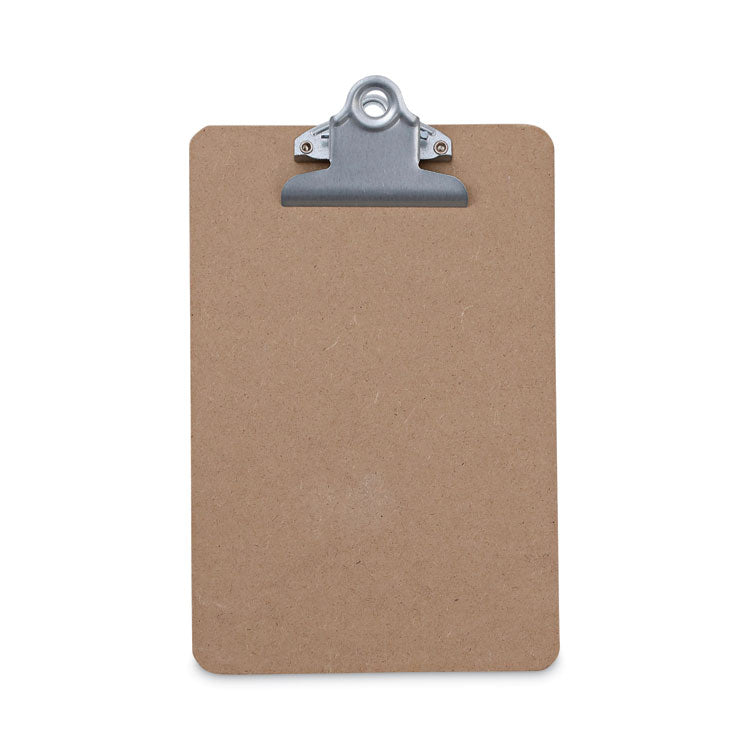 Universal® Hardboard Clipboard, 0.75" Clip Capacity, Holds 5 x 8 Sheets, Brown, 3/Pack (UNV05610VP) Pack of 3