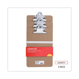 Universal® Hardboard Clipboard, 0.75" Clip Capacity, Holds 5 x 8 Sheets, Brown, 3/Pack (UNV05610VP) Pack of 3