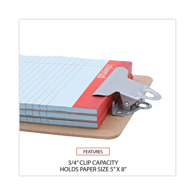 Universal® Hardboard Clipboard, 0.75" Clip Capacity, Holds 5 x 8 Sheets, Brown, 3/Pack (UNV05610VP) Pack of 3