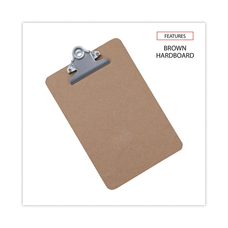 Universal® Hardboard Clipboard, 0.75" Clip Capacity, Holds 5 x 8 Sheets, Brown, 3/Pack (UNV05610VP) Pack of 3
