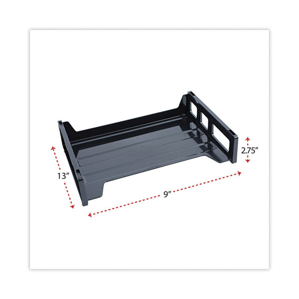 Universal® Recycled Plastic Side Load Desk Trays, 2 Sections, Letter Size Files, 13" x 9" x 2.75", Black (UNV08100)