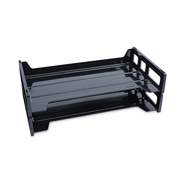 Universal® Recycled Plastic Side Load Desk Trays, 2 Sections, Legal Size Files, 16.25" x 9" x 2.75", Black (UNV08101)