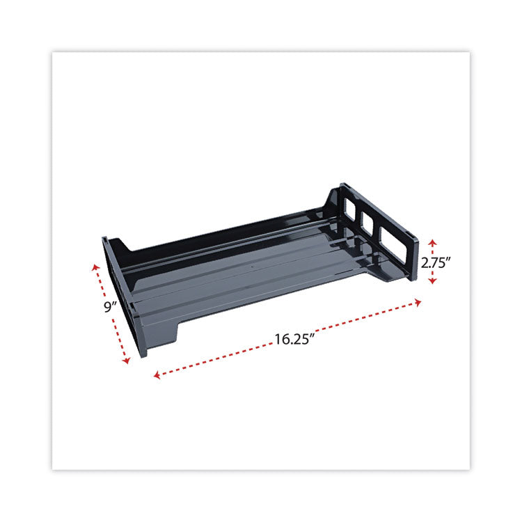Universal® Recycled Plastic Side Load Desk Trays, 2 Sections, Legal Size Files, 16.25" x 9" x 2.75", Black (UNV08101) Pack of 2