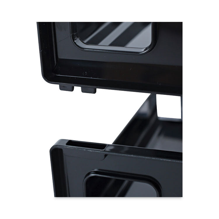 Universal® Recycled Plastic Side Load Desk Trays, 2 Sections, Legal Size Files, 16.25" x 9" x 2.75", Black (UNV08101) Pack of 2