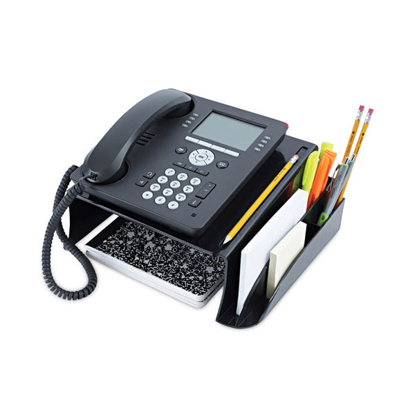 Universal® Recycled Telephone Stand and Message Center, 12.25 x 10.5 x 5.25, Black (UNV08116)